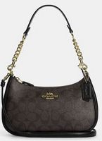 Coach Shoulder Teri Shoulder Bag In Signature Canvas - Gold/Brown Black